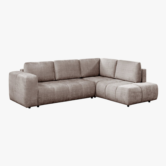 FANY Canapé d'angle convertible en tissu taupe - Angle droit