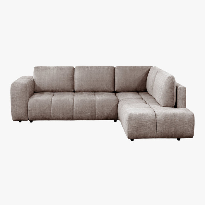 FANY Canapé d'angle convertible en tissu taupe - Angle droit