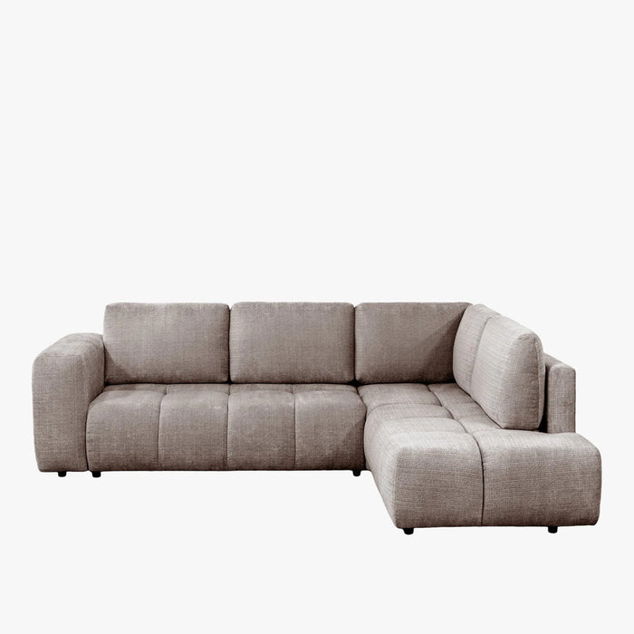 FANY Canapé d'angle convertible en tissu taupe - Angle droit