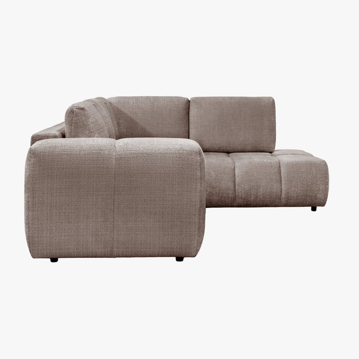 FANY Canapé d'angle convertible en tissu taupe - Angle droit