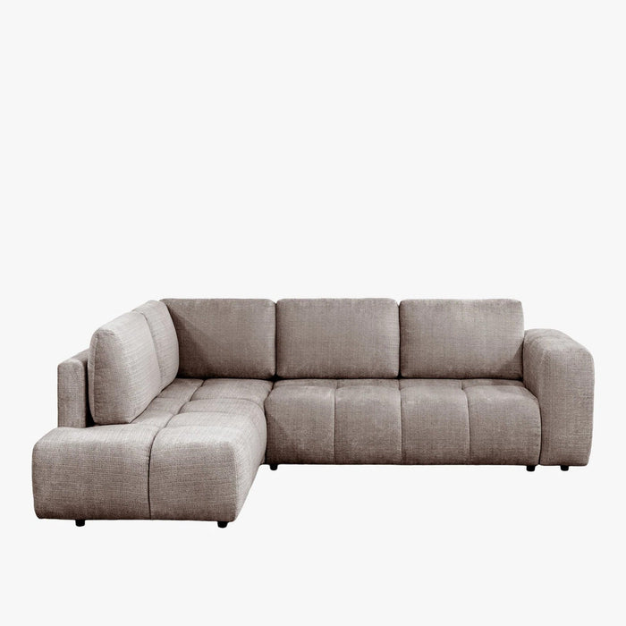 FANY Canapé d'angle convertible en tissu taupe - Angle gauche