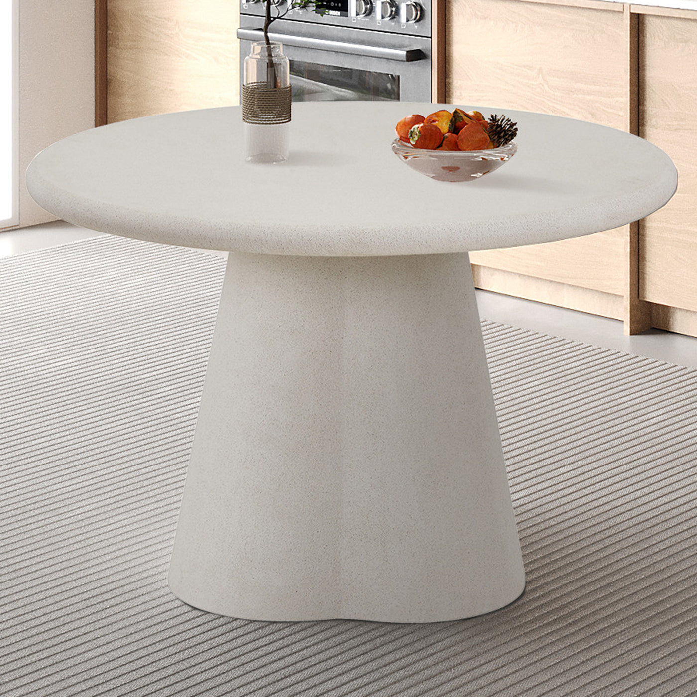 FARO Table à manger ronde couleur ciment 120 cm