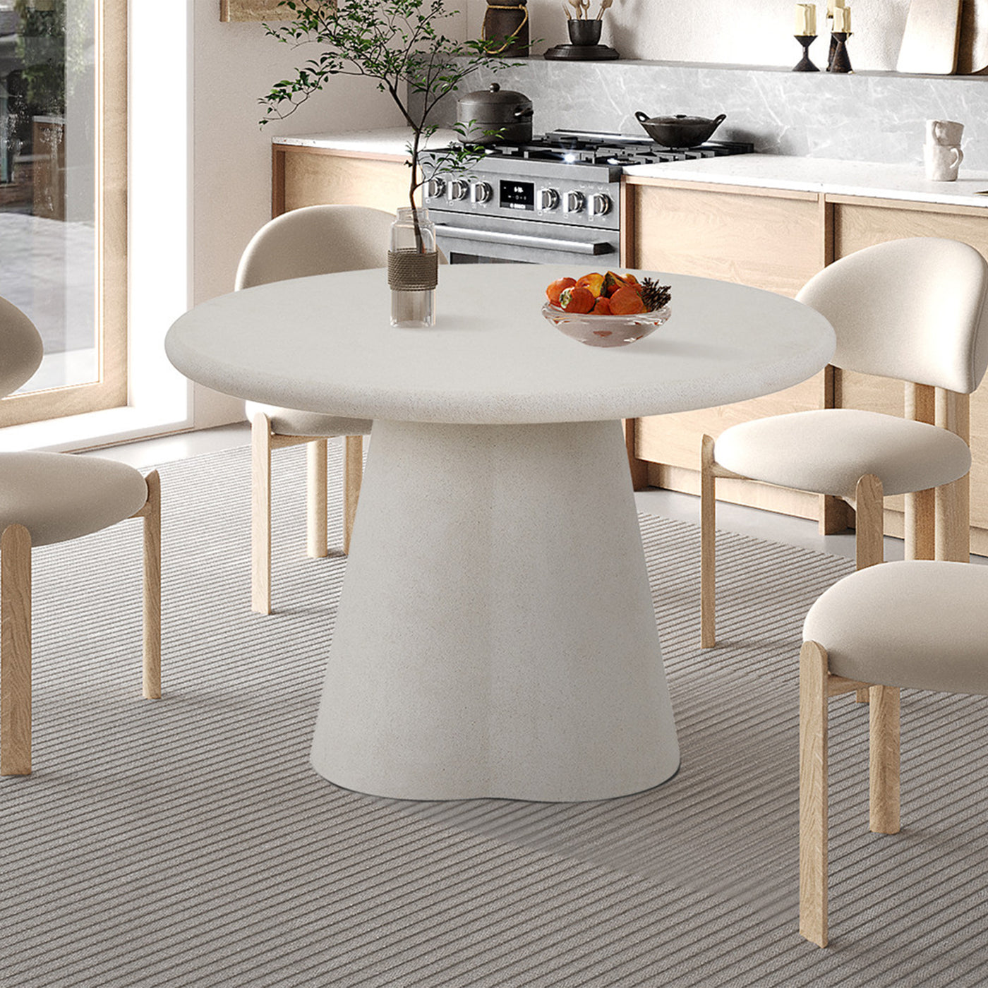 FARO Table à manger ronde couleur ciment 120 cm