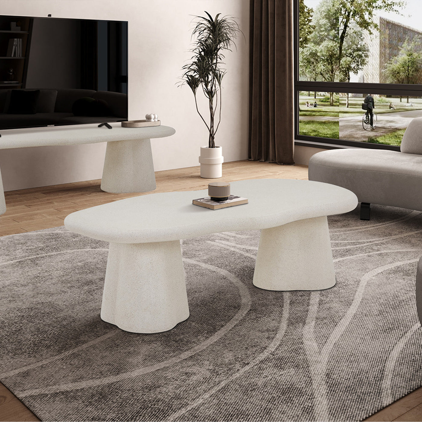FARO Table basse couleur ciment 130 cm