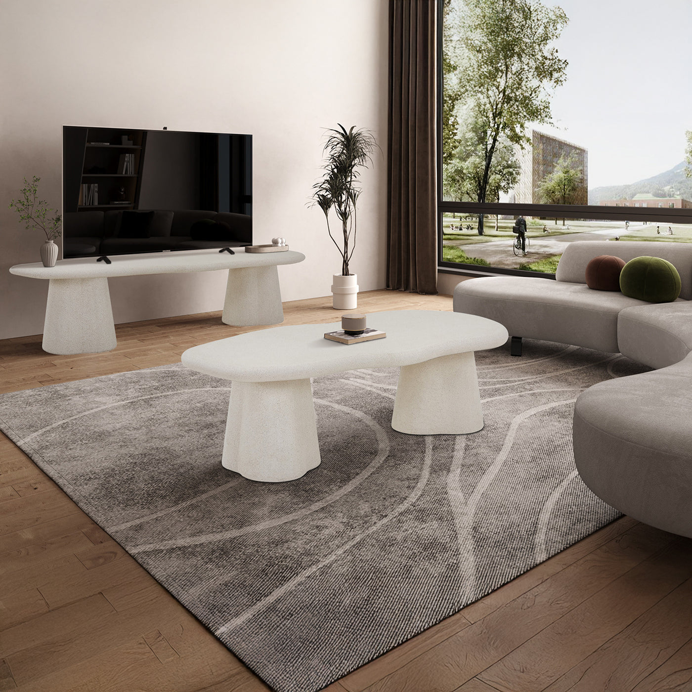 FARO Table basse couleur ciment 130 cm