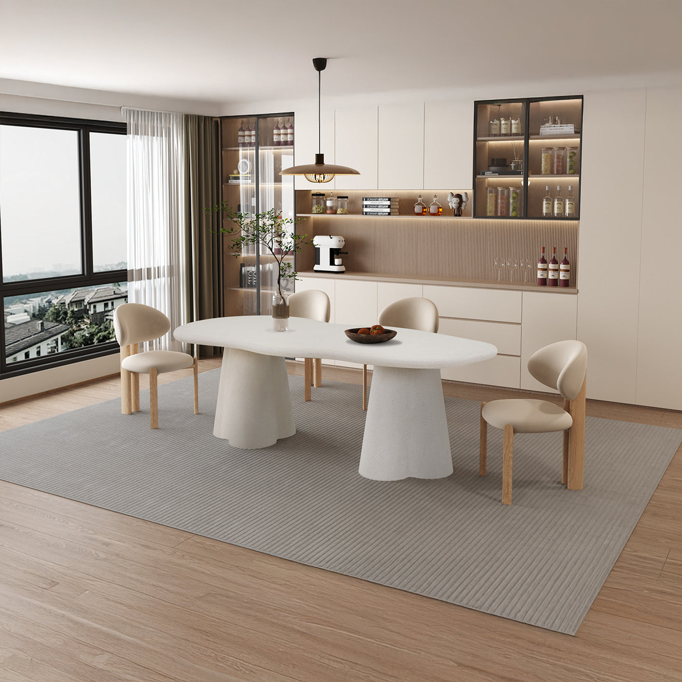 FARO XL Table à manger couleur ciment 220 cm