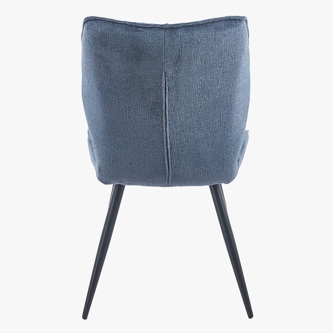 FAYE Lot de 2 chaises en tissu bleu pieds en métal noir - Chaise de repas - Mobilier Deco