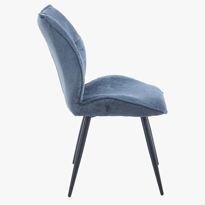FAYE Lot de 2 chaises en tissu bleu pieds en métal noir