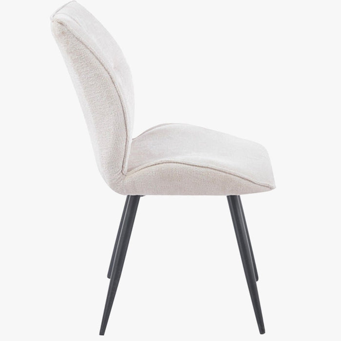 FAYE Lot de 2 chaises en tissu écru pieds en métal noir