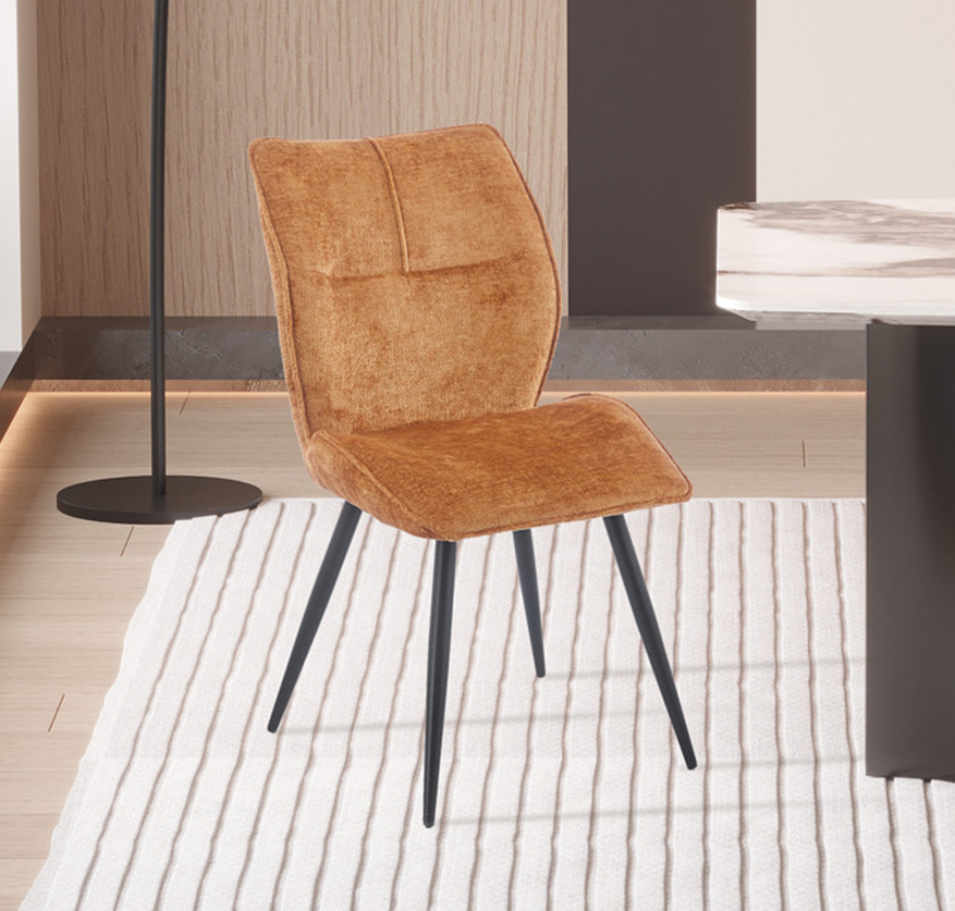 FAYE Lot de 2 chaises en tissu orange pieds en métal noir