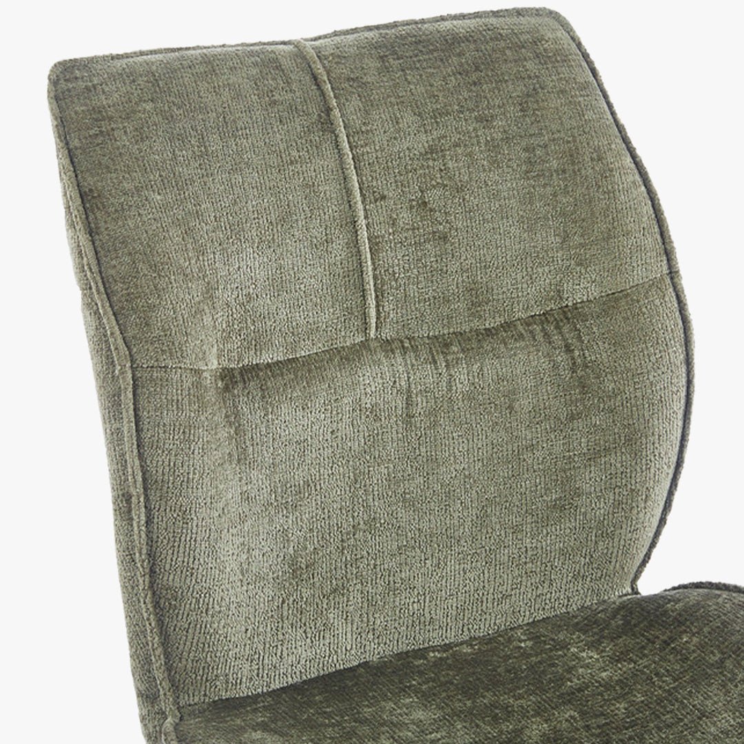 FAYE Lot de 2 chaises en tissu vert pieds en métal noir - Chaise de repas - Mobilier Deco