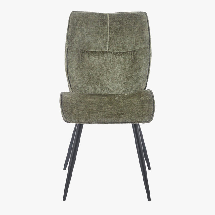 FAYE Lot de 2 chaises en tissu vert pieds en métal noir