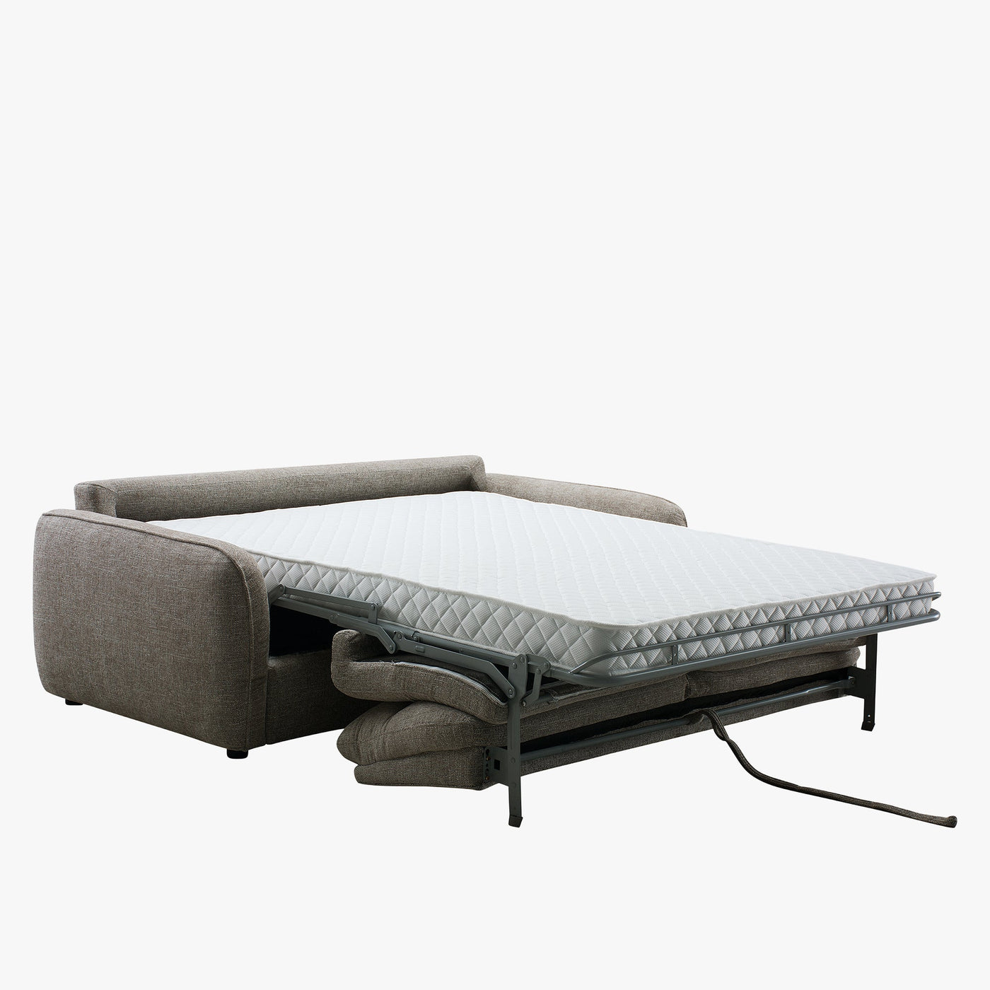 FELYA Canapé 3 places convertible matelas 12 cm en tissu taupe - Canapés convertibles - Mobilier Deco