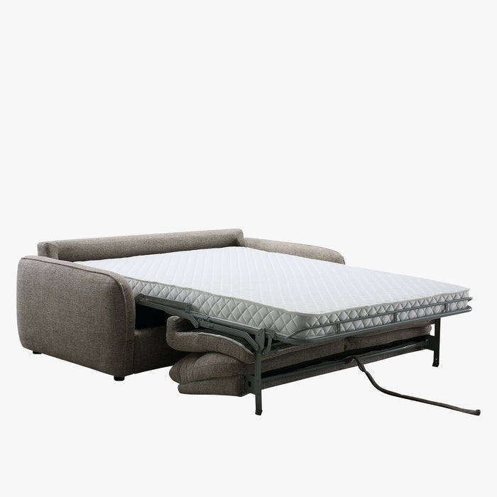 FELYA Canapé 3 places convertible matelas 12 cm en tissu taupe