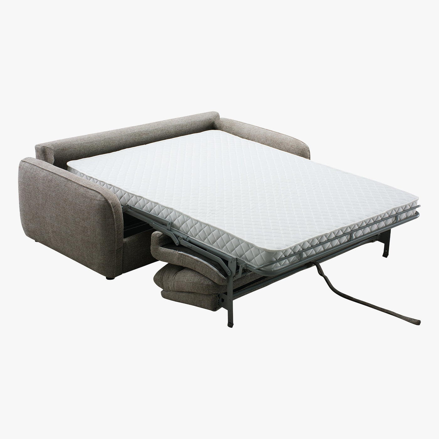 FELYA Canapé 3 places convertible matelas 12 cm en tissu taupe - Canapés convertibles - Mobilier Deco