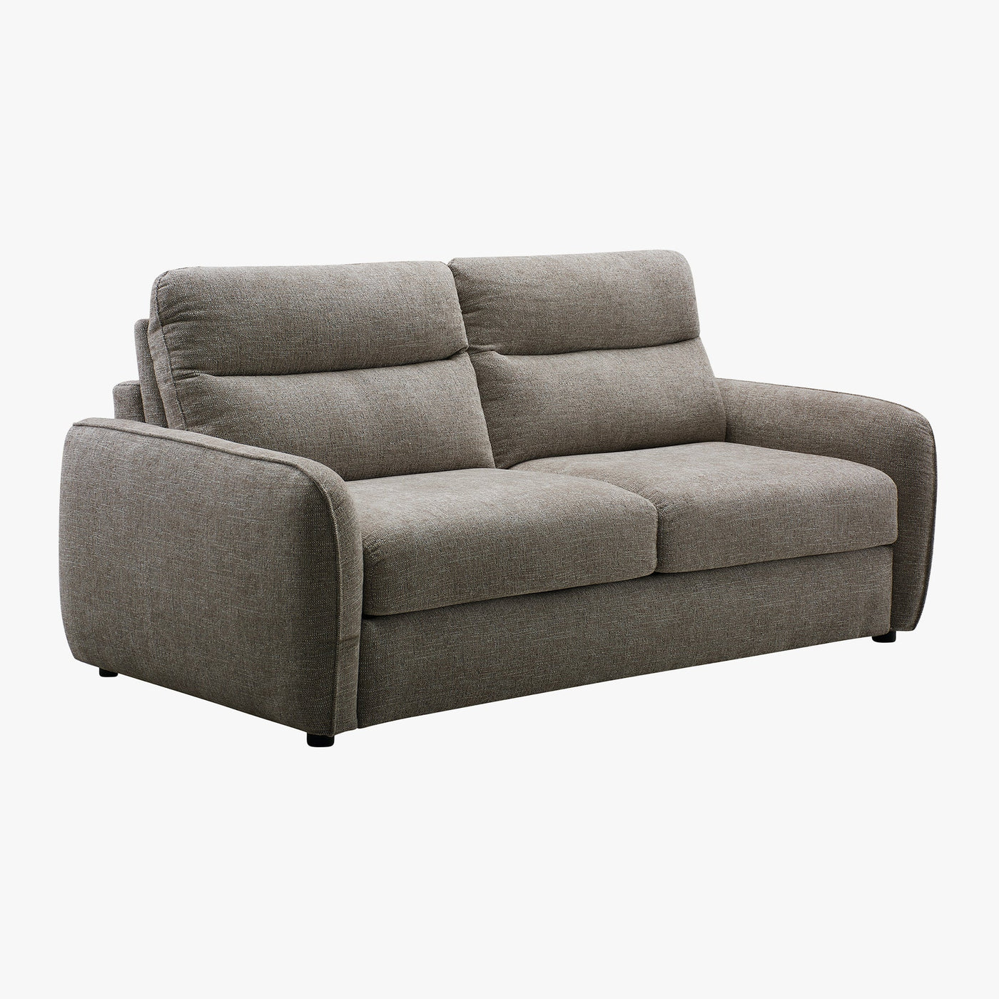 FELYA Canapé 3 places convertible matelas 12 cm en tissu taupe - Canapés convertibles - Mobilier Deco