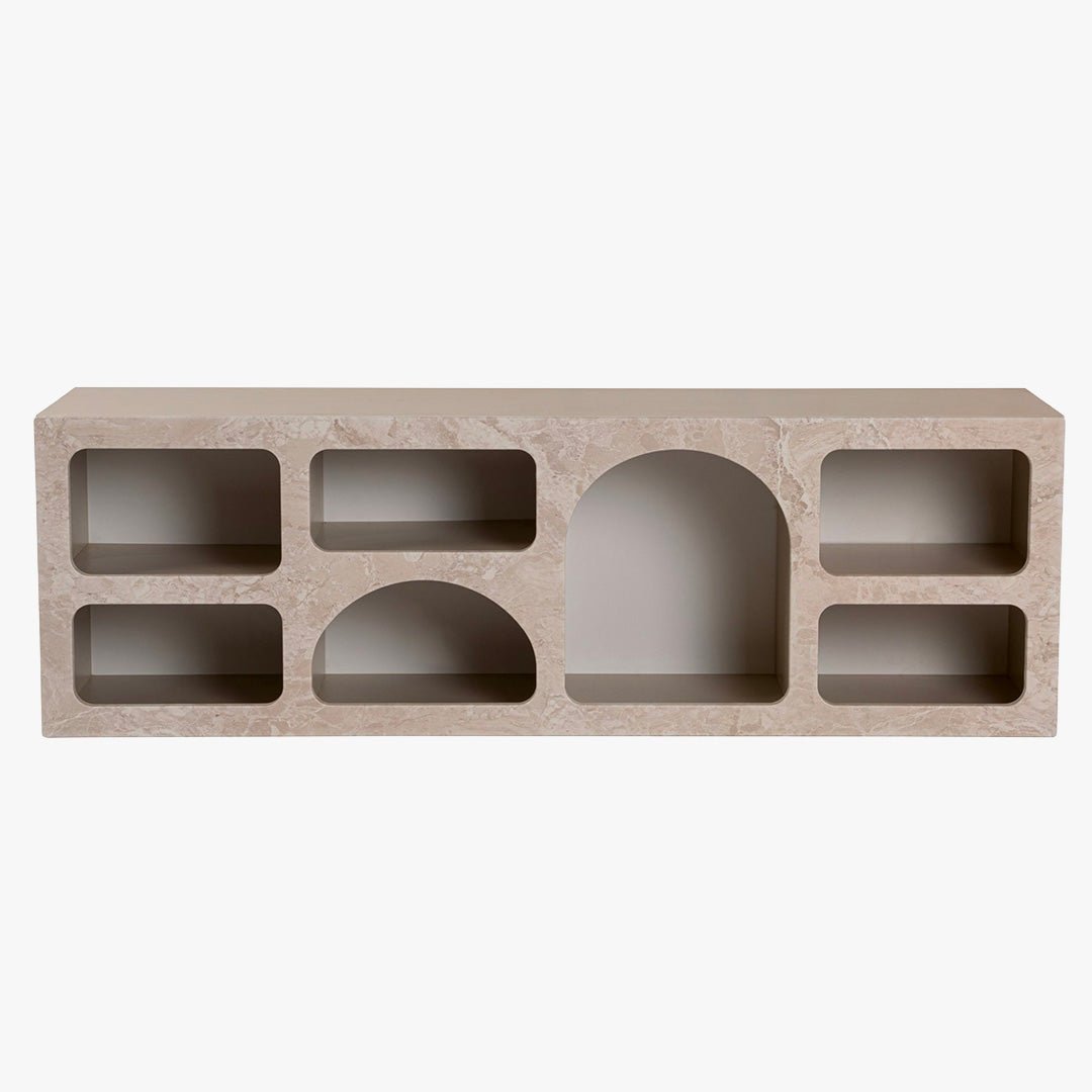 FIANA Meuble TV 7 niches beige - Meuble TV - Mobilier Deco