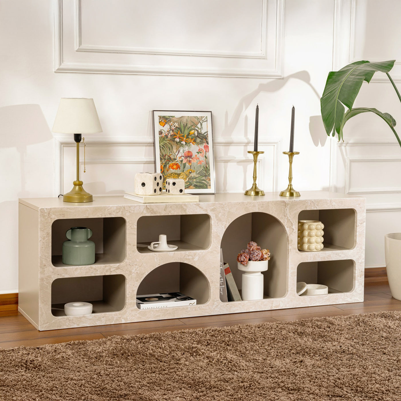 FIANA Meuble TV 7 niches beige