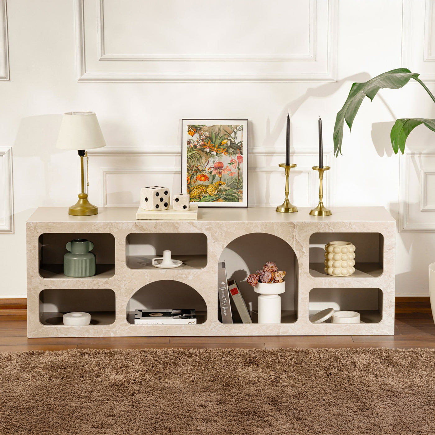 FIANA Meuble TV 7 niches beige