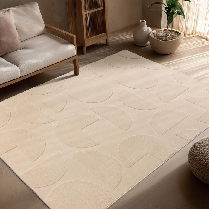 FOCUS Tapis en tissu doux à motif beige - 160x230 cm