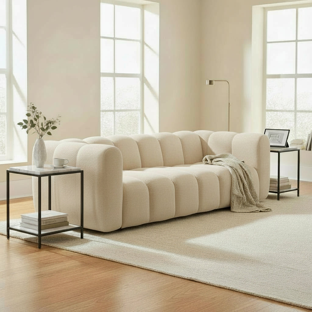 GABY Canapé 3 places en tissu beige