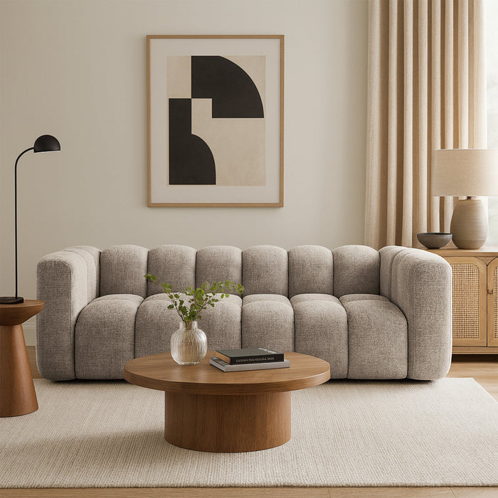 GABY Canapé 3 places en tissu taupe