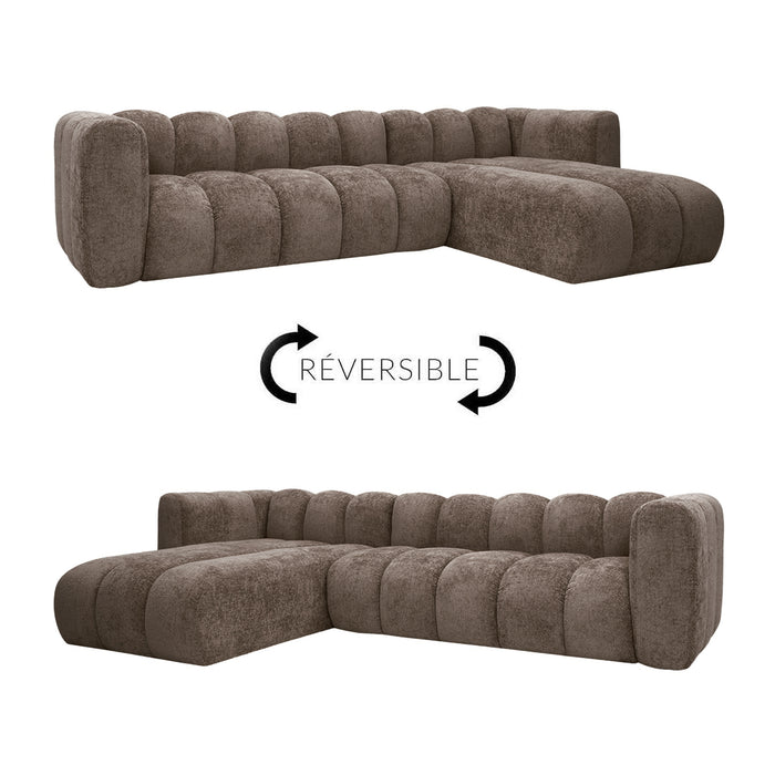 GABY Canapé d'angle réversible en tissu taupe foncé