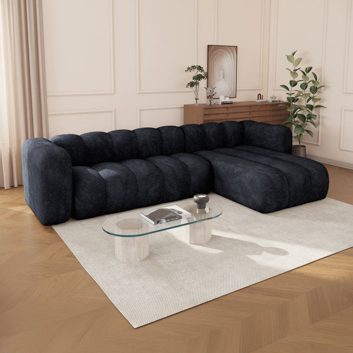 GABY Canapé d'angle réversible  en tissu noir