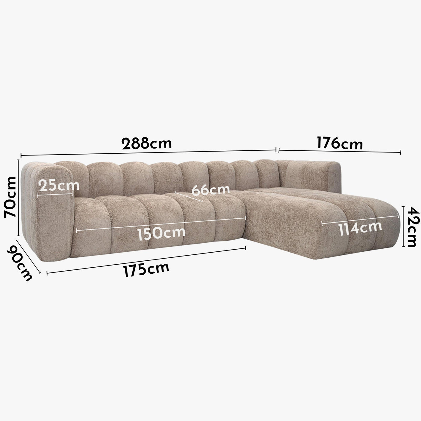 GABY Canapé d'angle réversible en tissu taupe - Canapés d'angle - Mobilier Deco
