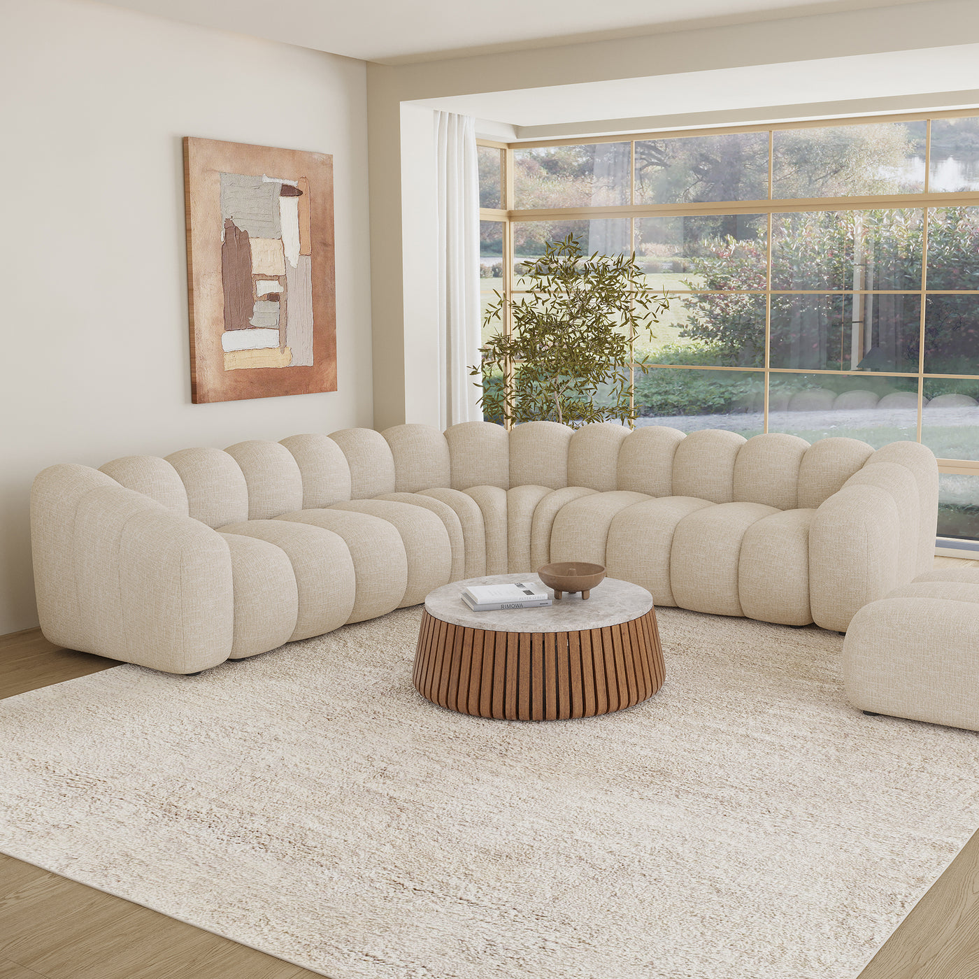GABY XL Canapé d'angle réversible en tissu beige