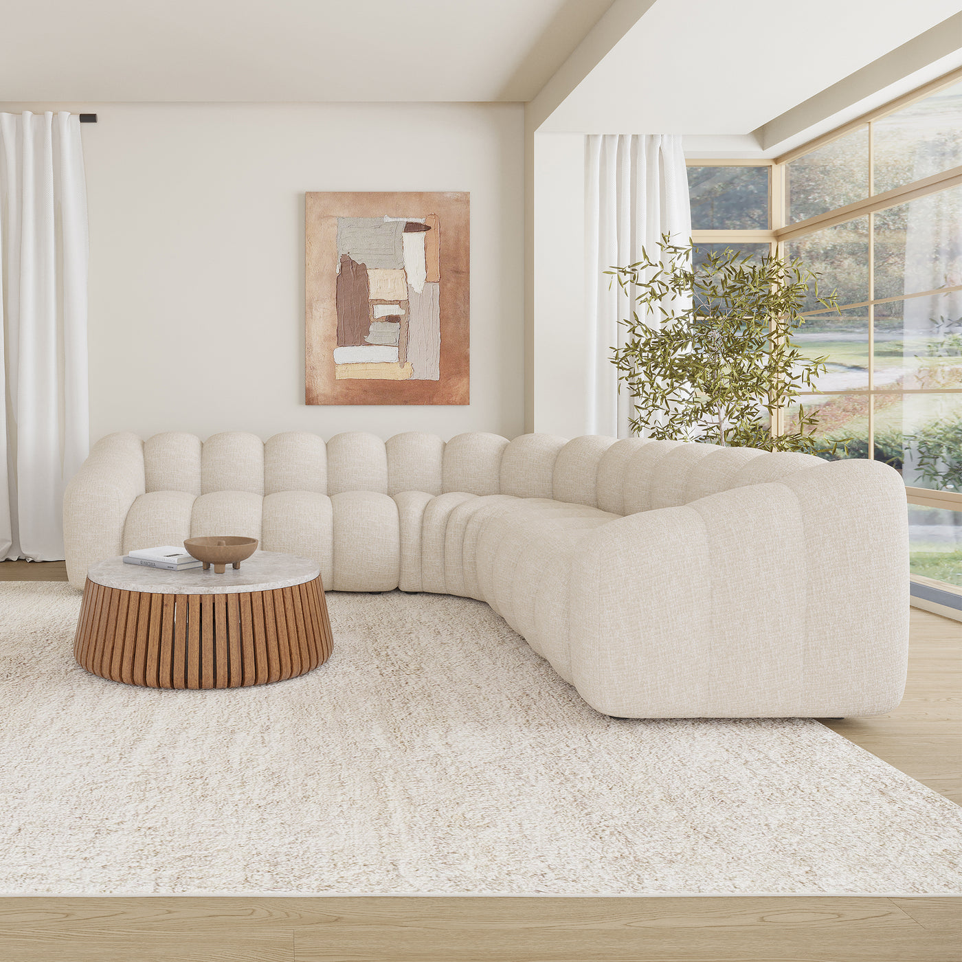 GABY XL Canapé d'angle réversible en tissu beige