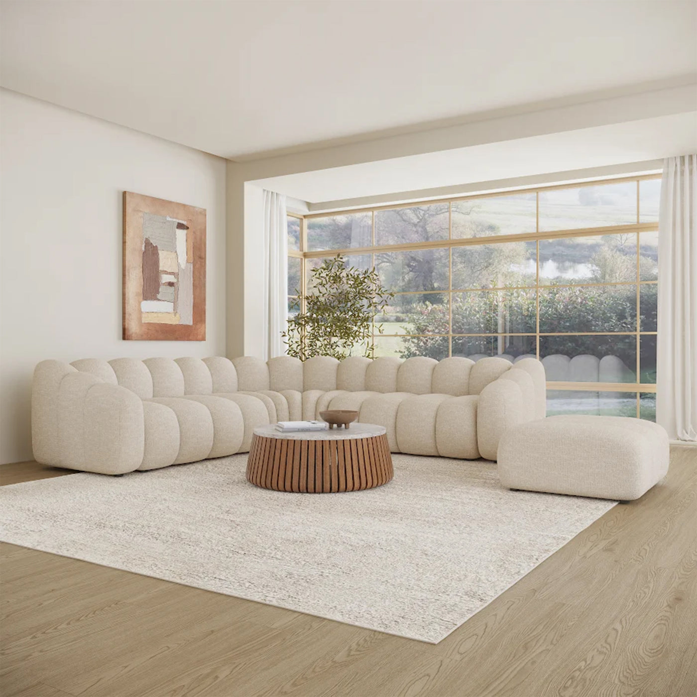 GABY XL Canapé d'angle réversible en tissu beige