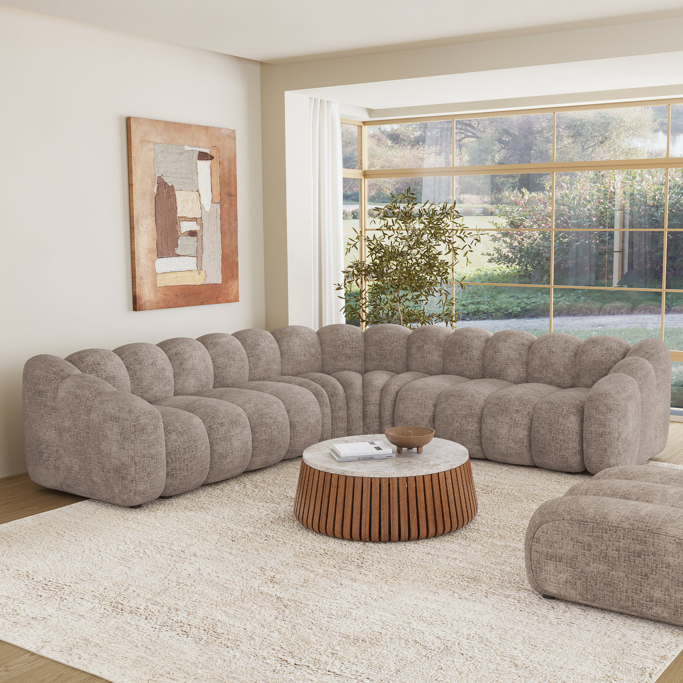 GABY XL Canapé d'angle réversible en tissu taupe