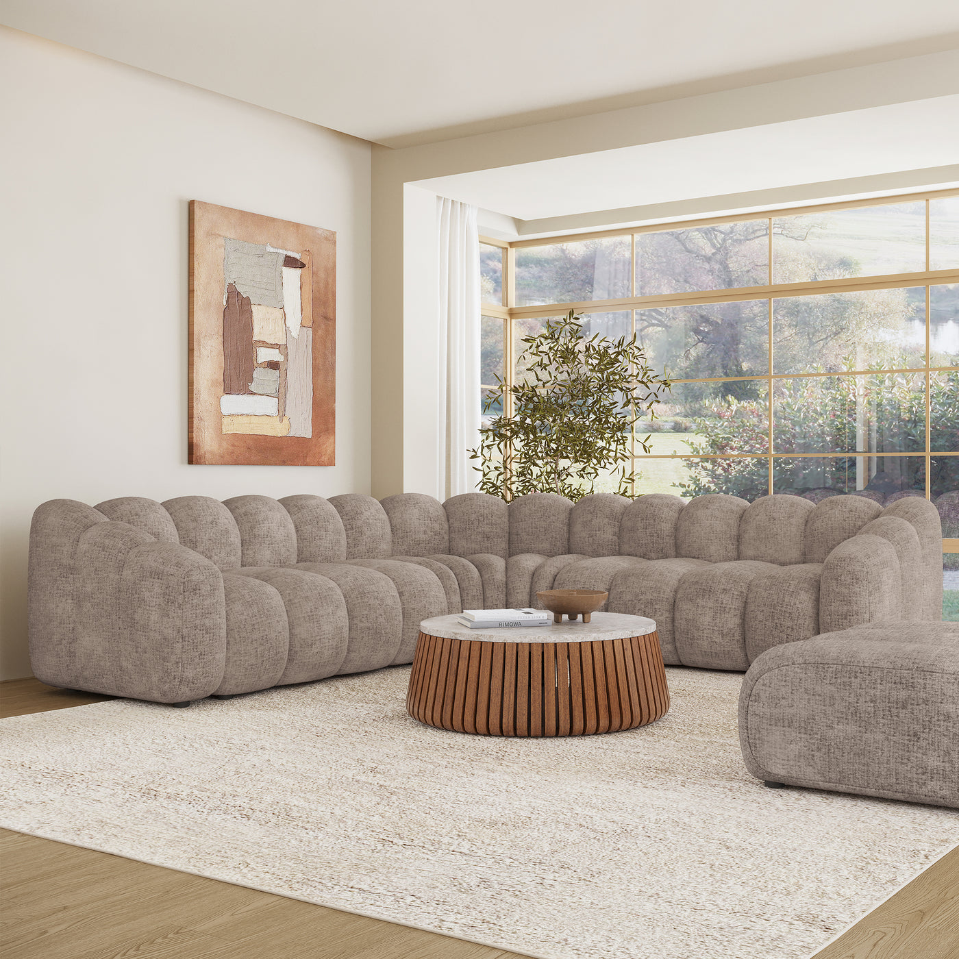 GABY XL Canapé d'angle réversible en tissu taupe