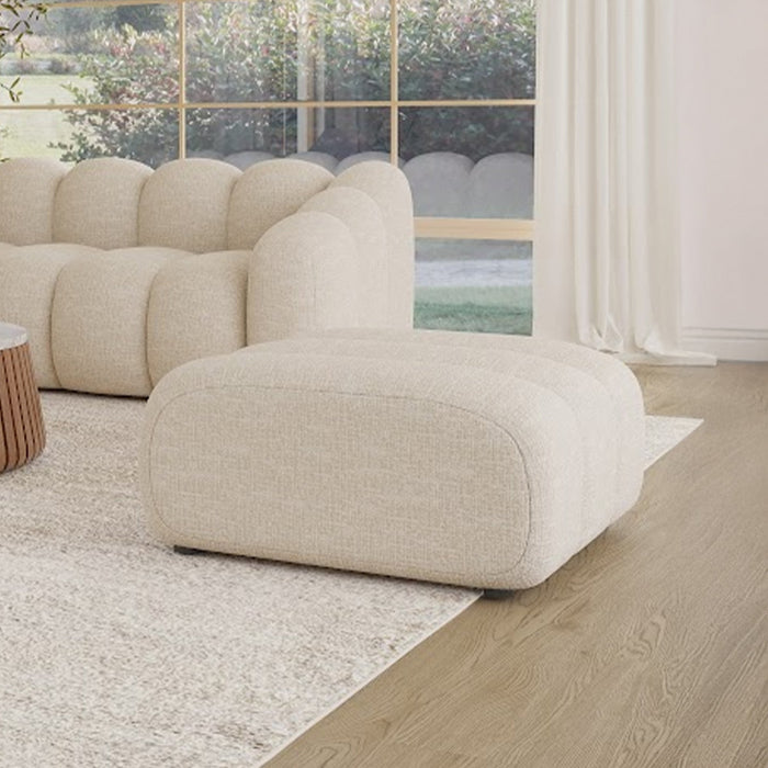 GABYA Pouf rectangle matelassé en tissu beige