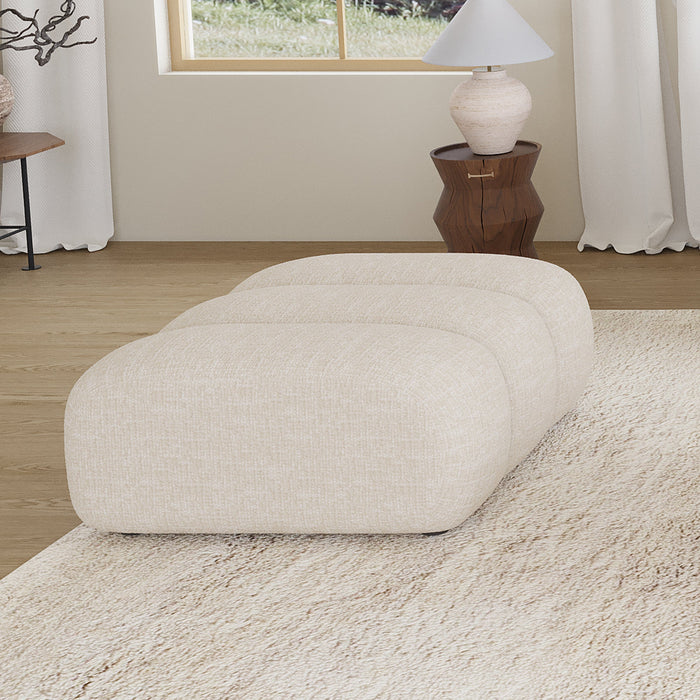GABYA Pouf rectangle matelassé en tissu beige