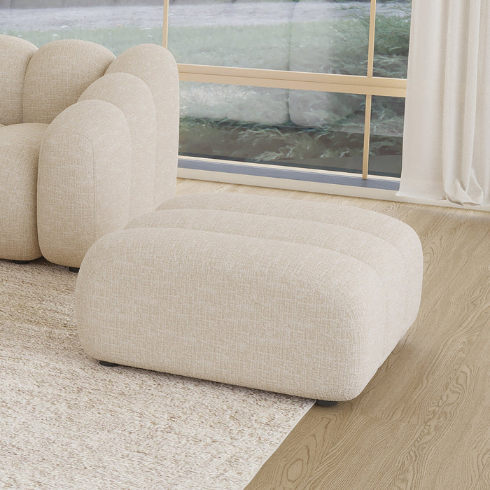 GABYA Pouf rectangle matelassé en tissu beige