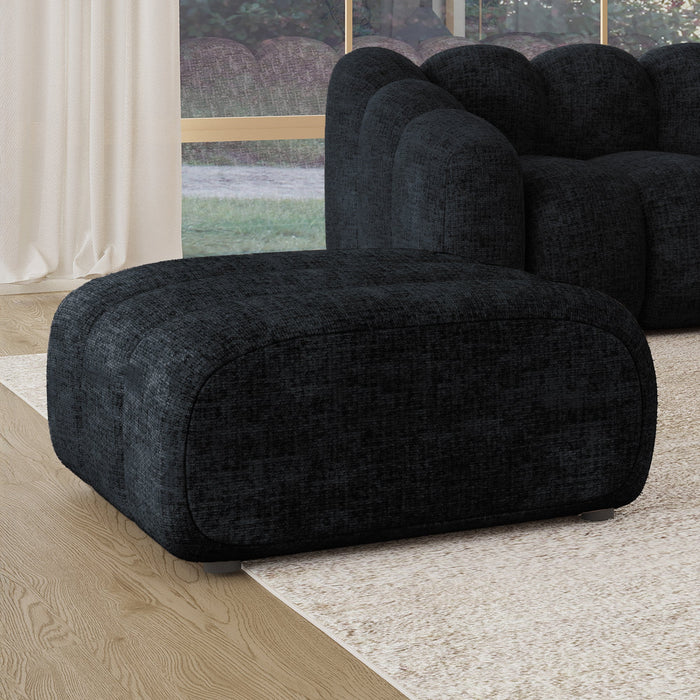 GABYA Pouf rectangle matelassé en tissu noir