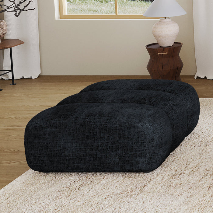 GABYA Pouf rectangle matelassé en tissu noir