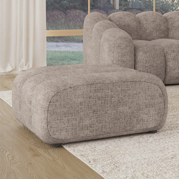 GABYA Pouf rectangle matelassé en tissu taupe