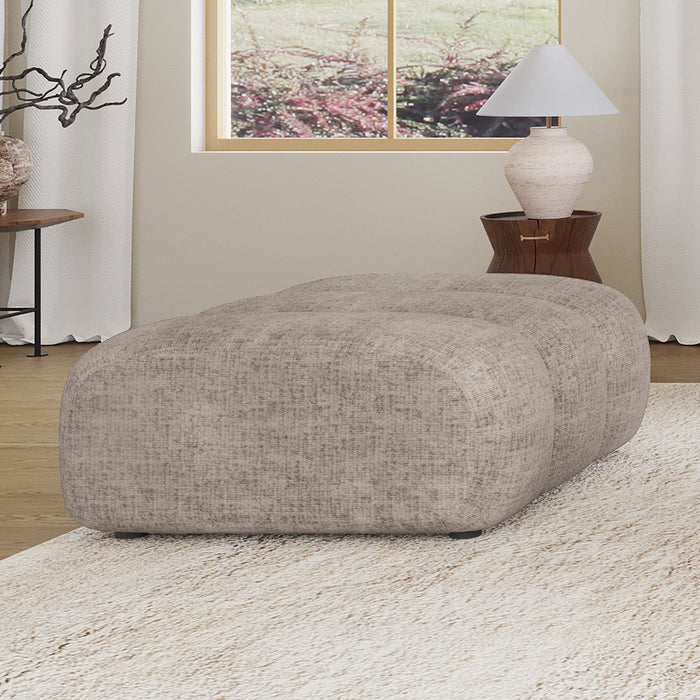 GABYA Pouf rectangle matelassé en tissu taupe