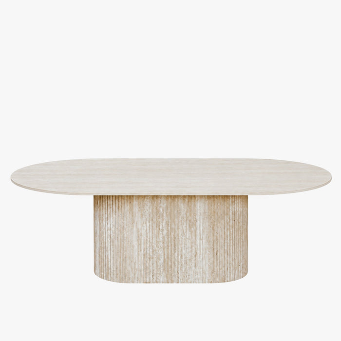 GAEL Table basse ovale en céramique beige 120 cm – Table basse – vue 2