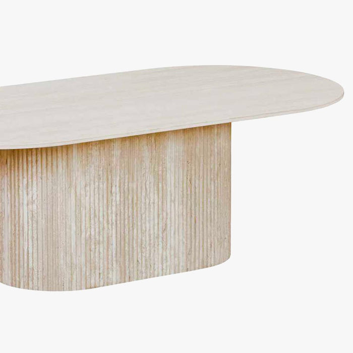 GAEL Table basse ovale en céramique beige 120 cm