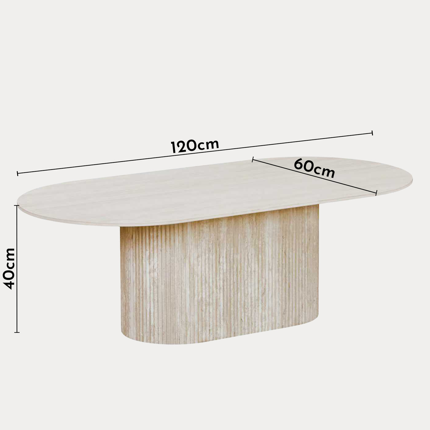 GAEL Table basse ovale en céramique beige 120 cm