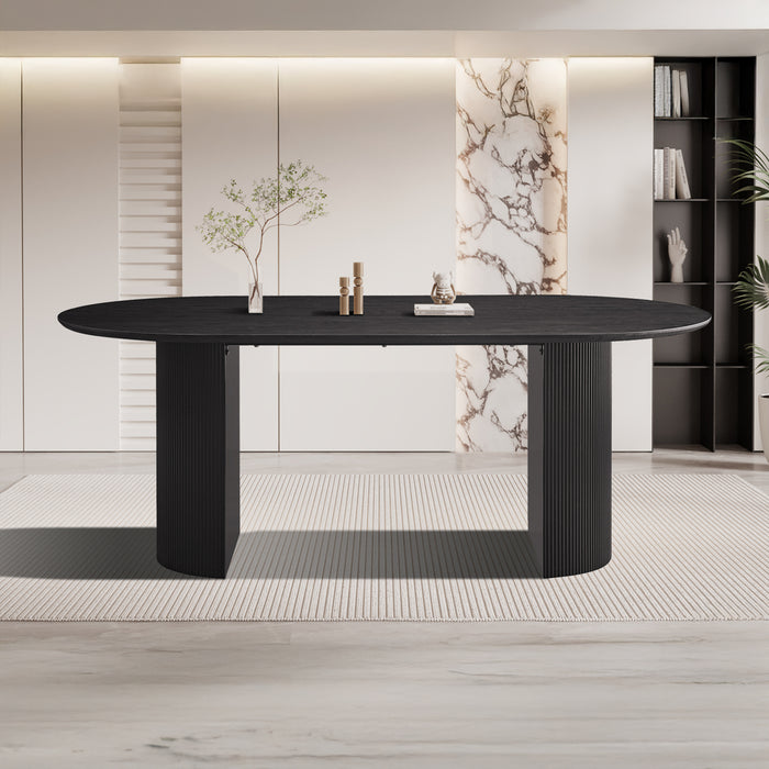 GALIA Table à manger ovale couleur marron foncé