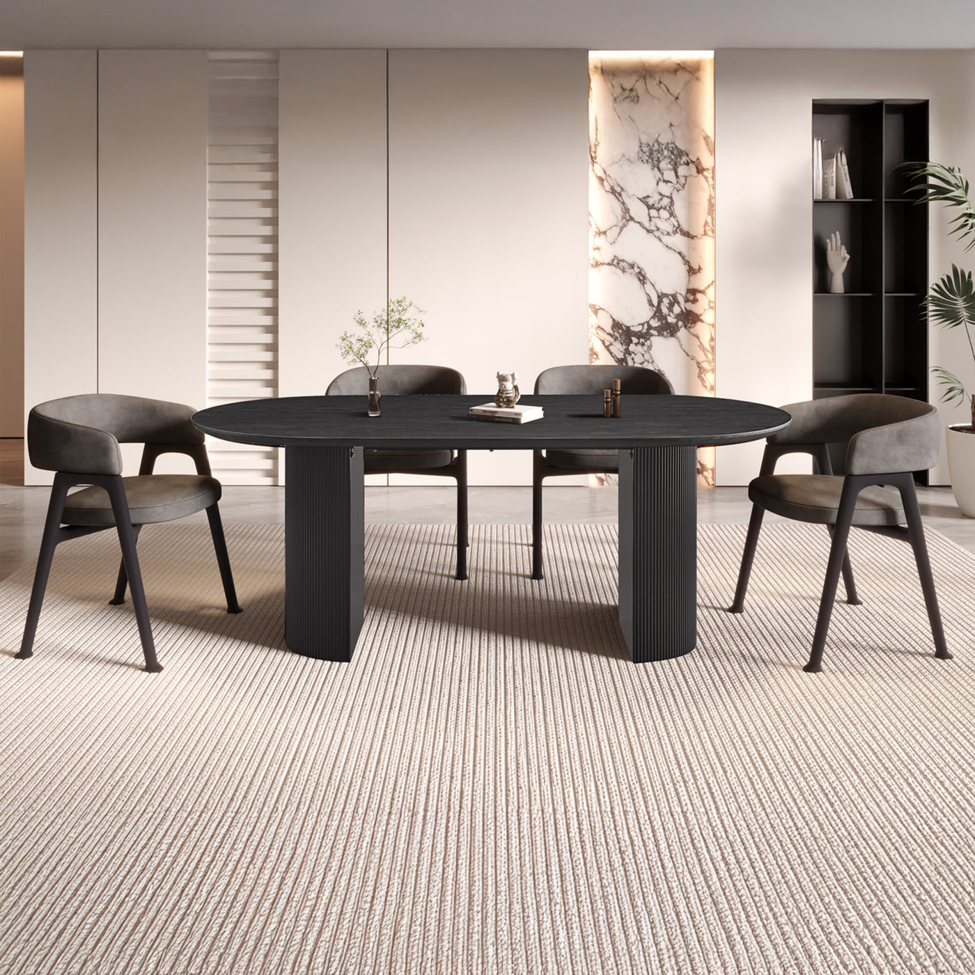 GALIA Table à manger ovale couleur marron foncé