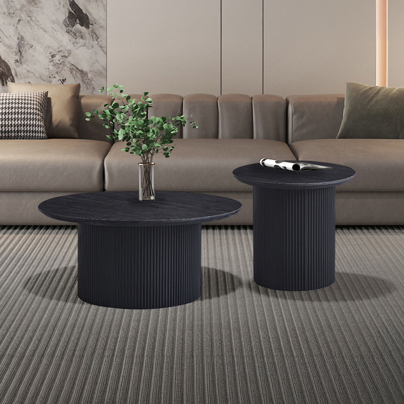 GALIA Table basse ronde couleur marron foncé D50 cm