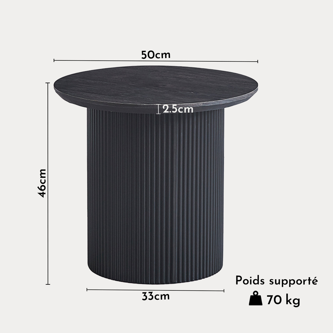 GALIA Table basse ronde couleur marron foncé D50 cm