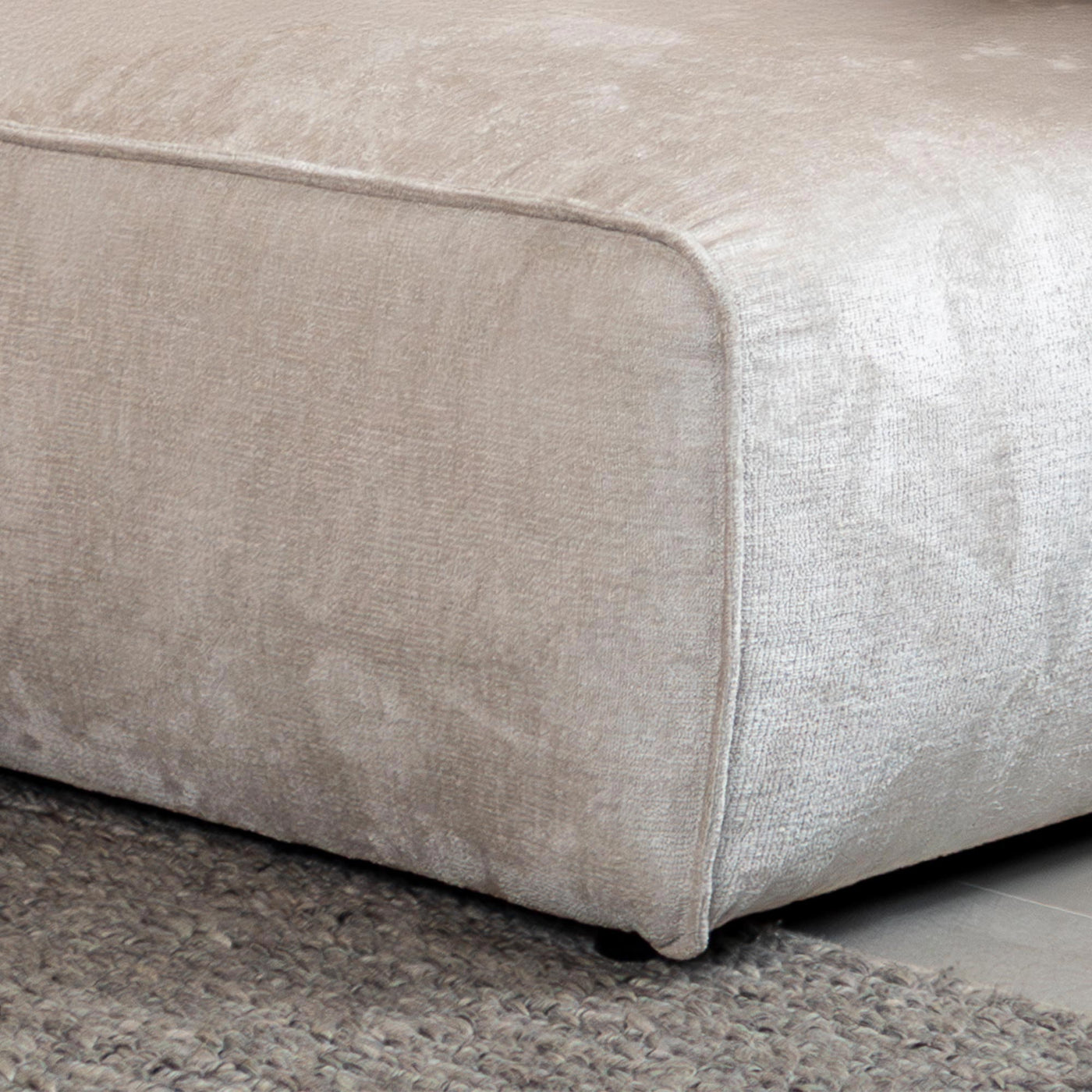 GIULIA Canapé d'angle en tissu beige - Angle droit