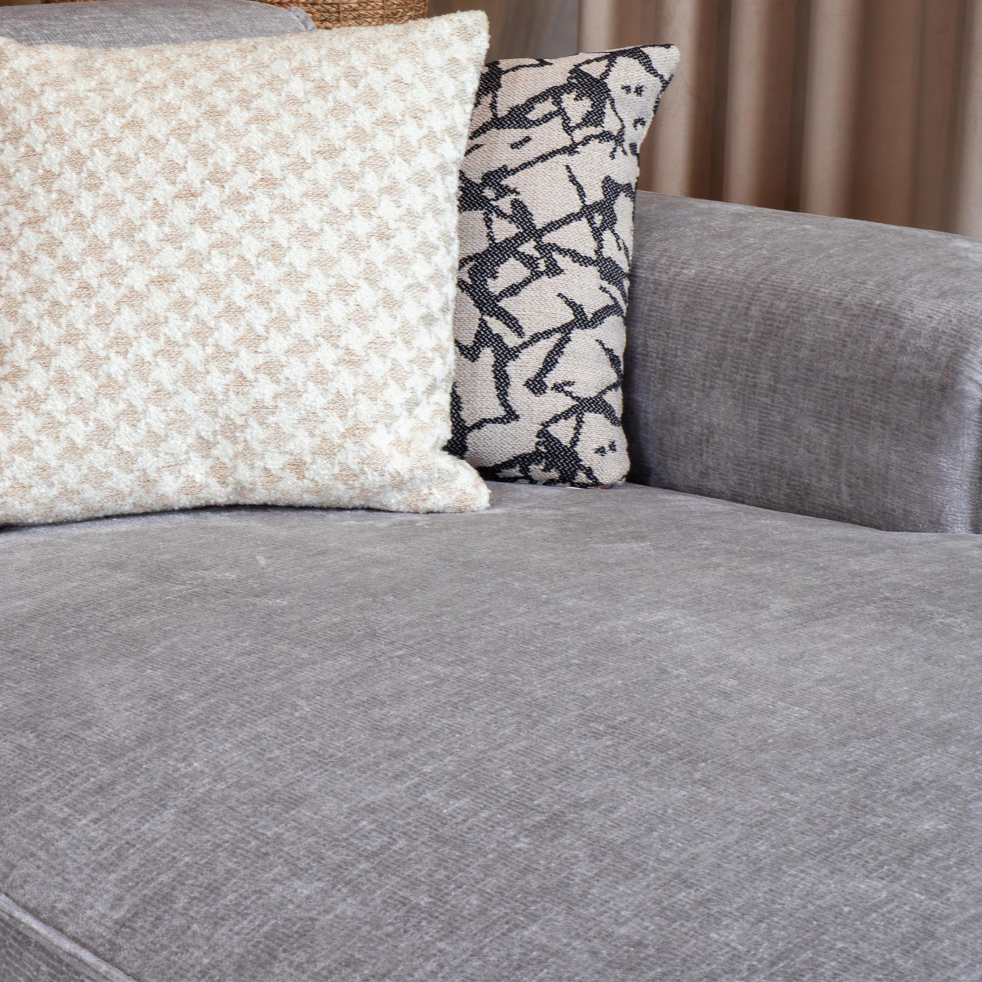 GIULIA Canapé d'angle en tissu gris - Angle droit